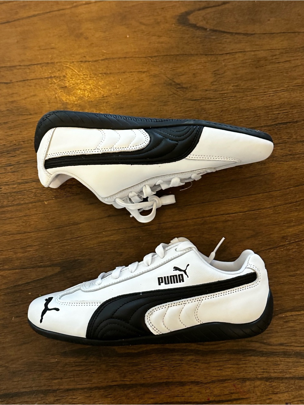 Puma Speedcat Leather White Black Sneakers Womens 8 EU 38.5 Casual Shoes